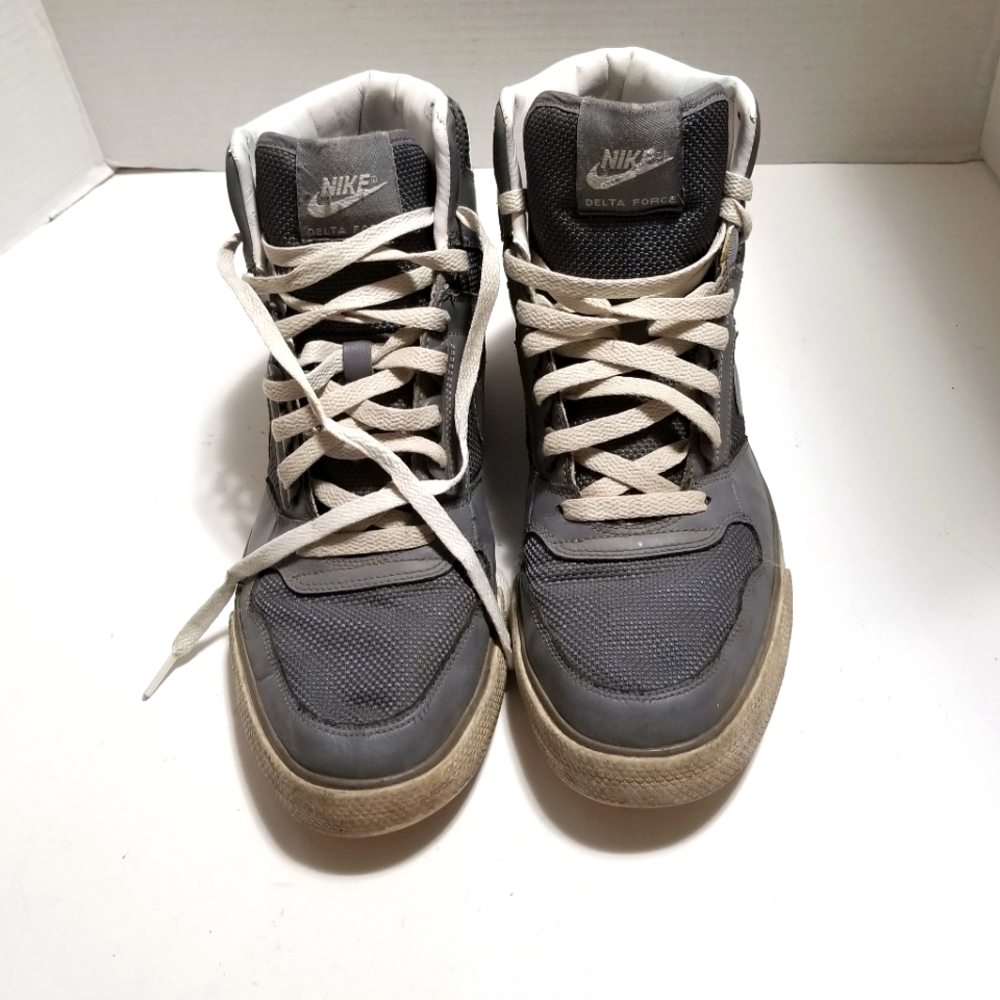 Nike Men’s Delta Force High-Top Sneakers in Gray and White